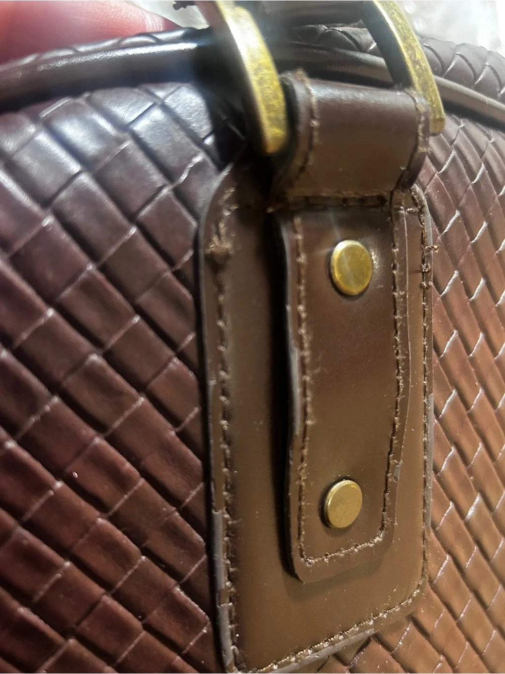 Adrienne Vittadini Brown Woven Dome Satchel Laptop Bag